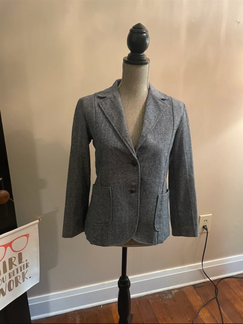 Lawrence Gray Tweed Blazer Jacket Burgundy Lined Women’s Small Career Office